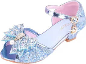 Big Girls Shoes Bow Knot 𝐃iamond Shiny Sandals Shoes High Heels Show Shoes Toddler Winter Shoes