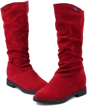 Boots For Women Suede Flats Thigh High Boots Pull On Knee High Boots Mid Calf Fall Winter Warm Boots