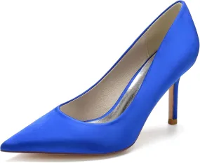 FufoneUS Wedding Bridal Shoes Women's Stiletto High Heel Dress Pumps Pointed Toe Evening Party Shoes,Blue,11