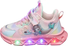 IWIHMIV LED Light Up Tennis Shoes for Boys Girls Kids Walking Shoes for Toddler Fashion Casual Non-Slip Shoes（Pink，9.5