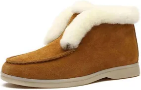 Lausiuoe Boots For Women Ankle Booties Winter Fluffy Fuzzy Soft Cozy Outdoor Fashion Casual Walking Shoes House Slipper