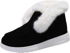 Lausiuoe Winter Boots For Women Fashion 2022 Fuzzy Ankle Bootie Warm Fluffy Silp On Casual Loafers House Shoes Slippers