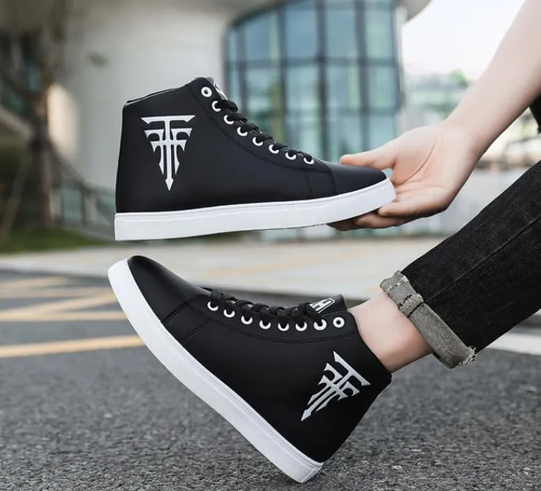 Men's Fashion High Top Sneakers - Breathable Lace-Up Slip-On Trainers,Comfortable Casual Hip Hop Shoes, PU Leather Athletic Streetwear