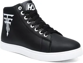Men's Fashion High Top Sneakers - Breathable Lace-Up Slip-On Trainers,Comfortable Casual Hip Hop Shoes, PU Leather Athletic Streetwear