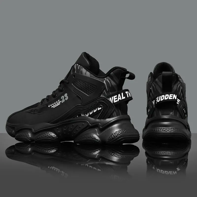 Men's High-Top Basketball Sneakers - Breathable, Non-Slip Rubber Sole with Shock Absorption, Durable & Stylish for Running and Casual Wear All Seasons