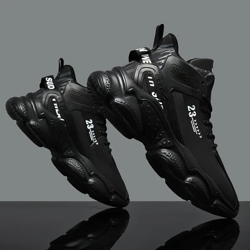 Men's High-Top Basketball Sneakers - Breathable, Non-Slip Rubber Sole with Shock Absorption, Durable & Stylish for Running and Casual Wear All Seasons