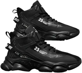 Men's High-Top Basketball Sneakers - Breathable, Non-Slip Rubber Sole with Shock Absorption, Durable & Stylish for Running and Casual Wear All Seasons