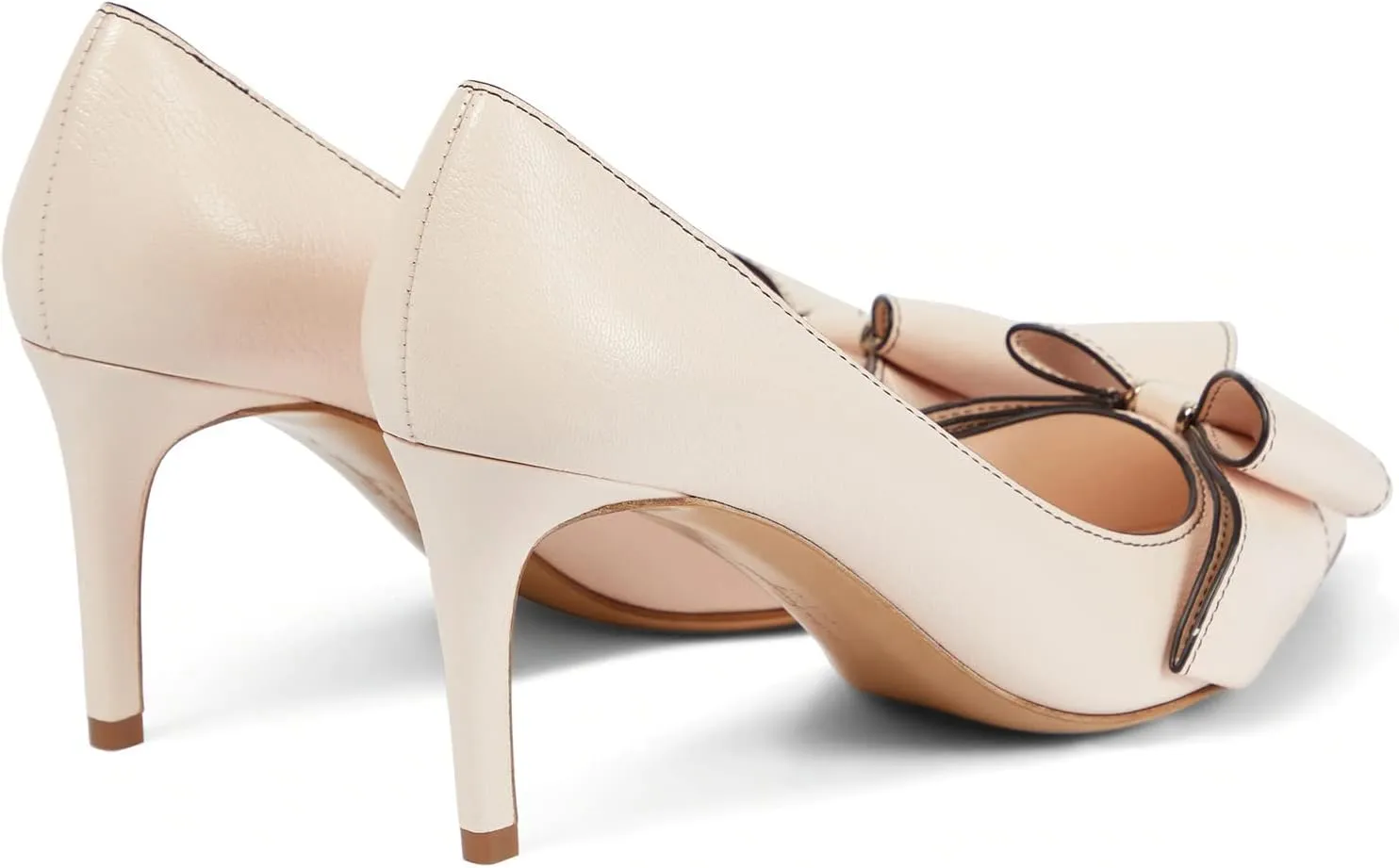 MMOOMMO Women Bow Heels Pumps Stiletto Pointed Toe Slip On 3 Inch Kitten Heel Closed Pointy Toe Sandals Bow-Knot Matte Leather Pull On Toned Dress Shoes Wedding Evening Dance Office Elegant 4-11 M US