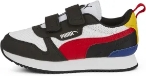 Puma R78 Hook & Loop Sneaker, White-High Risk Red Black, 3.5 US Unisex Little Kid