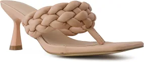 RF ROOM OF FASHION Women's Open Square Toe Slide On Mid Heel Sandals