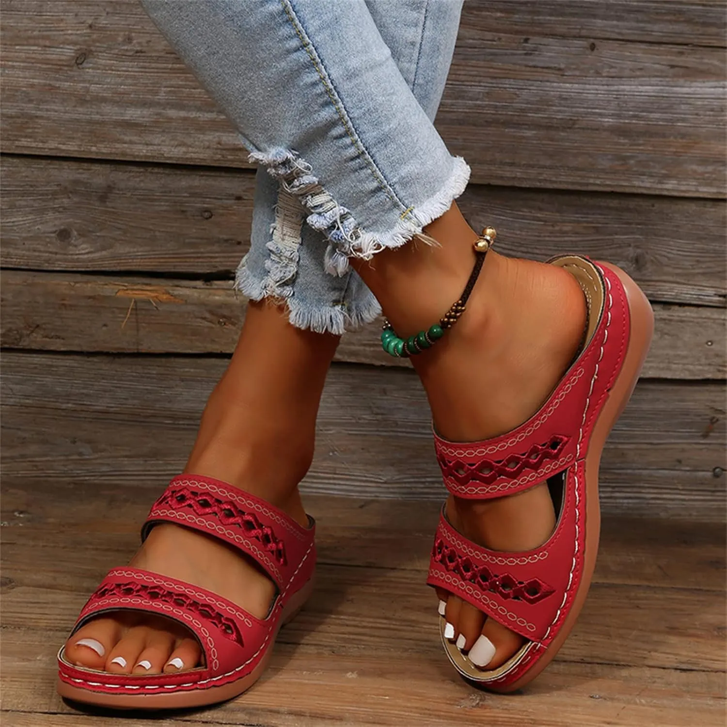 Sandals Women Dressy Summer Flat Island Cute Casual Beach Shoes Orthopedic Slippers Arch Support Orthotic Flip Flops
