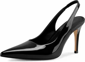 Slingback Heels for Women Pointed Toe Stiletto Heel Closed Toe Pumps Slip on High Heels 2.95 inch Dress Pumps