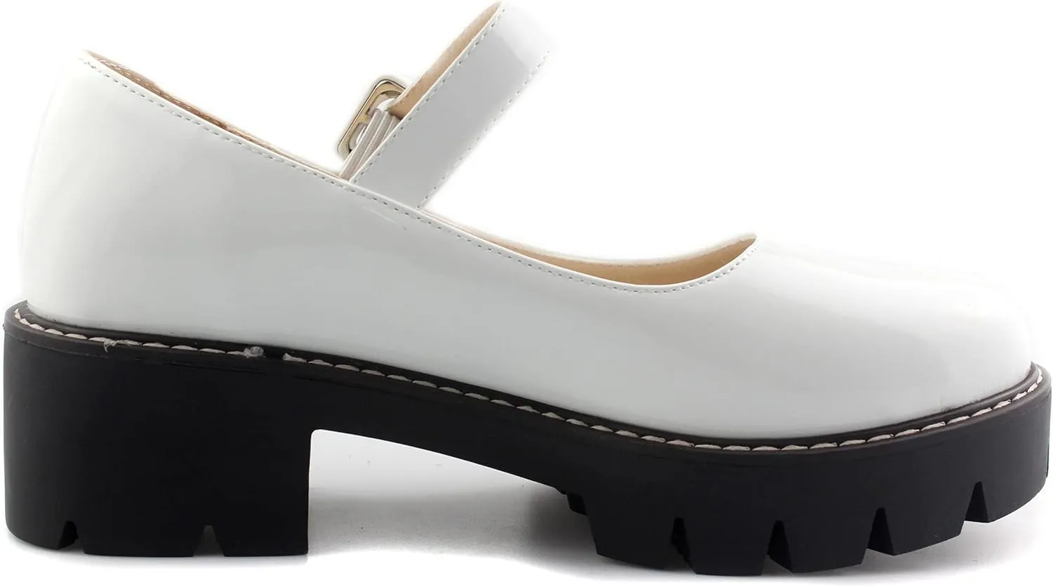 Sungtin Women Platform Shoes Chunky Mid Heel Marry Jane Shoes School Uniform Dress Shoes