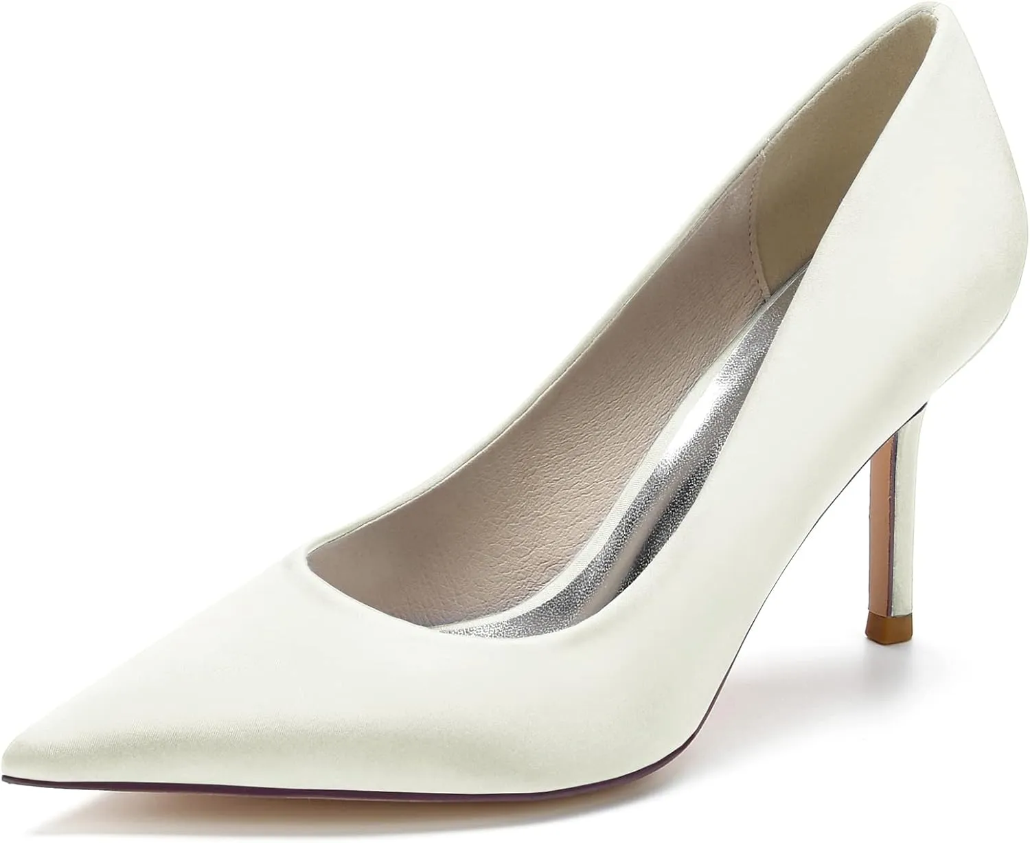Wedding Bridal Shoes Women's Stiletto High Heel Dress Pumps Pointed Toe Evening Party Shoes,Ivory,7