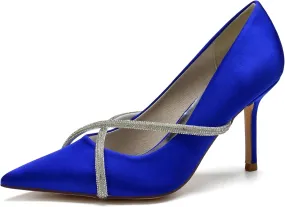 Women's Classic Closed Pointed Toe Stiletto High Heels Pumps Shoes for Party Evening Wedding,Royal Blue,11