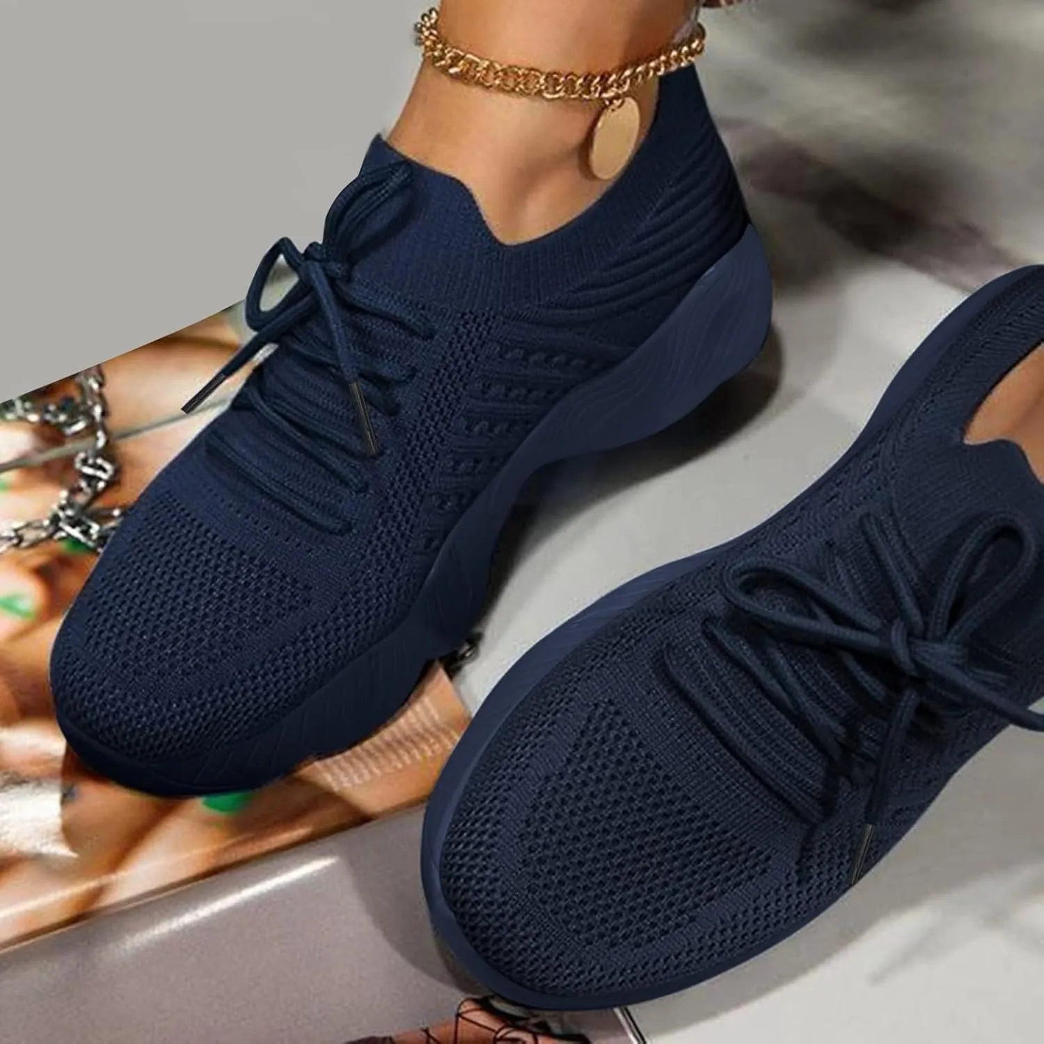 Women's Fashion Sneaker Lace Up Low Top Comfortable Walking Shoes White Running Shoes for Women Slide Loafers for Women White Fashion Sneakers for Women