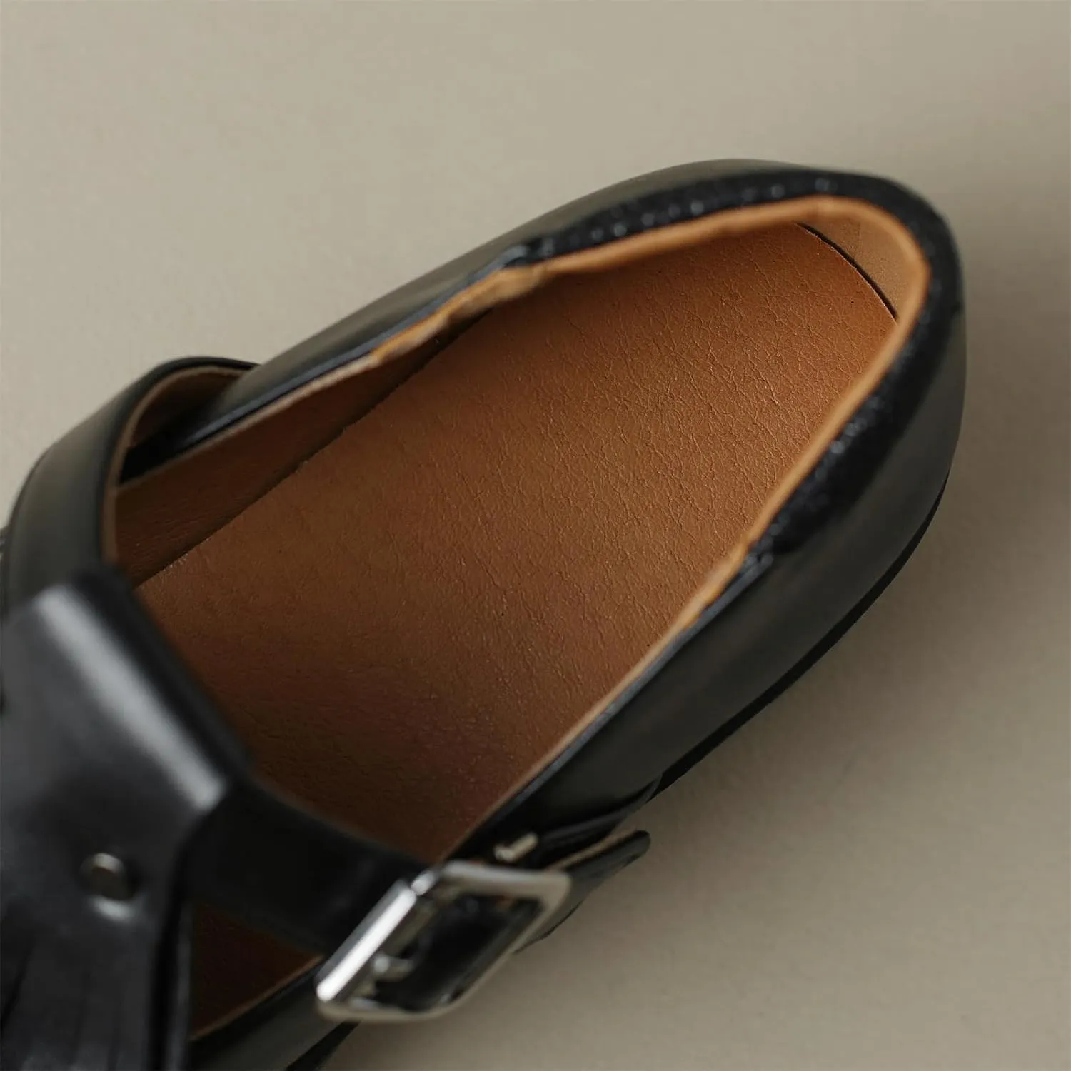 Women's Platform Tassels Round Closed Toe Pump Loafers Adjustable Buckle Comfortable Chunky Mid Heel Office Work Casual Fashion Business Dress Shoes All Weather Daily Wear Flats